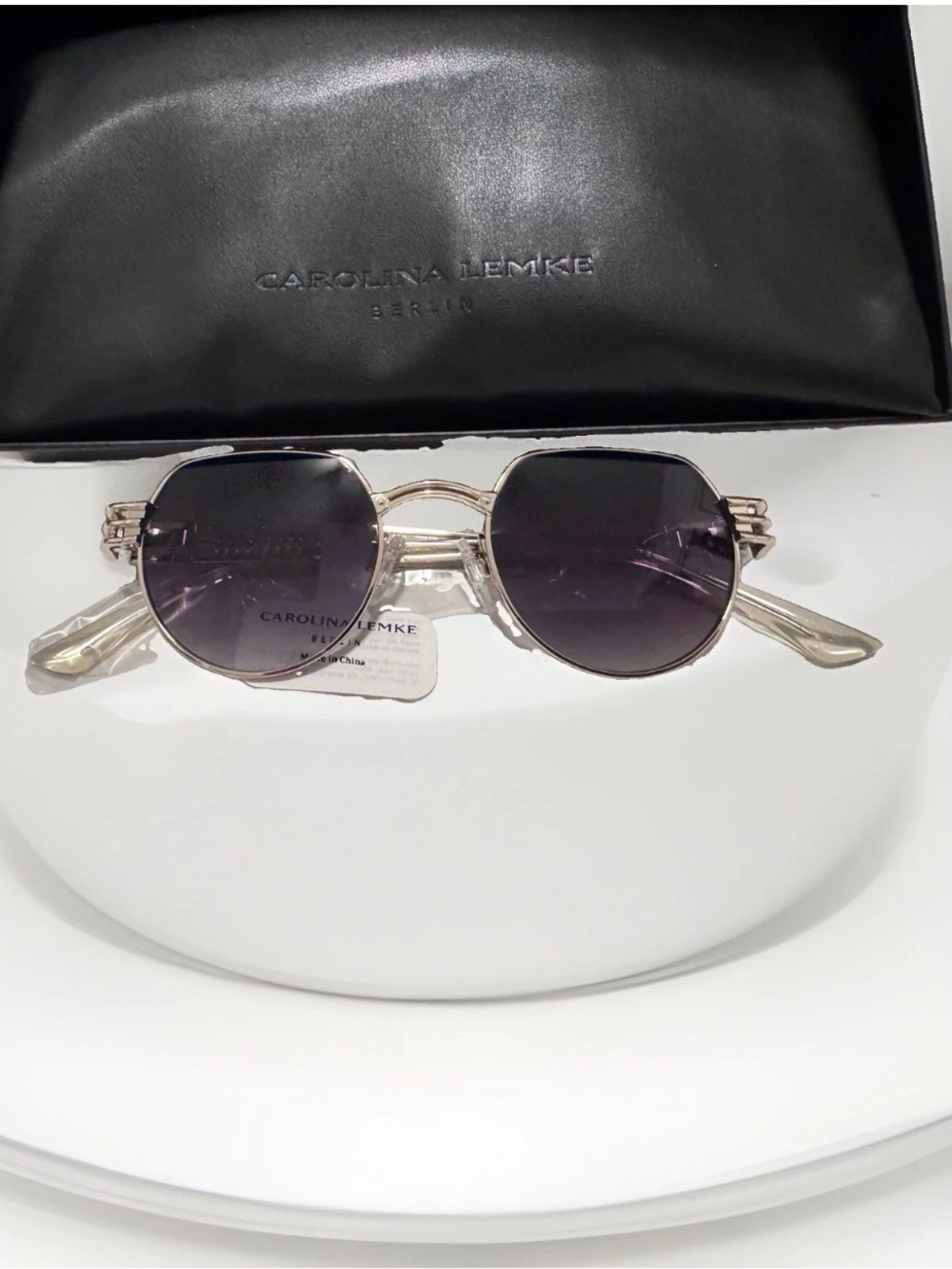 Carolina Lemke Berlin CL3319-03 Women’s Round Silver Metal Sunglasses Gray